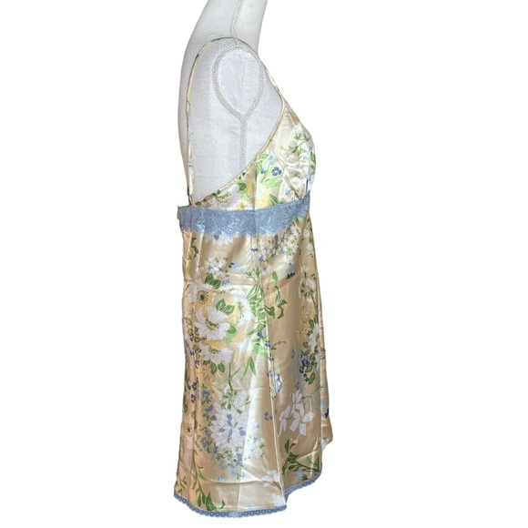 Floral Satin Lace Chemise NEW L Babydoll Daisy Flowers Spaghetti Strap V-neck - Picture 6 of 10